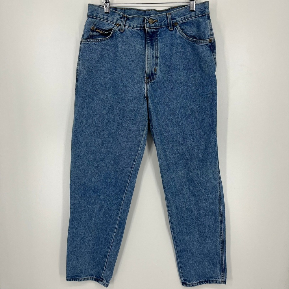 Vintage HIS Mens Blue Denim Jeans 36x32 Made in USA Medium Wash Relaxed Straight